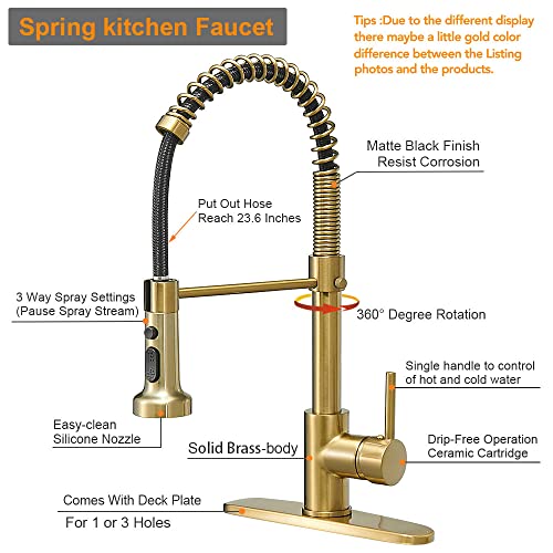 Matte Black&Brushed Nickel Spring Kitchen Faucet with Pull Down Sprayer H1634