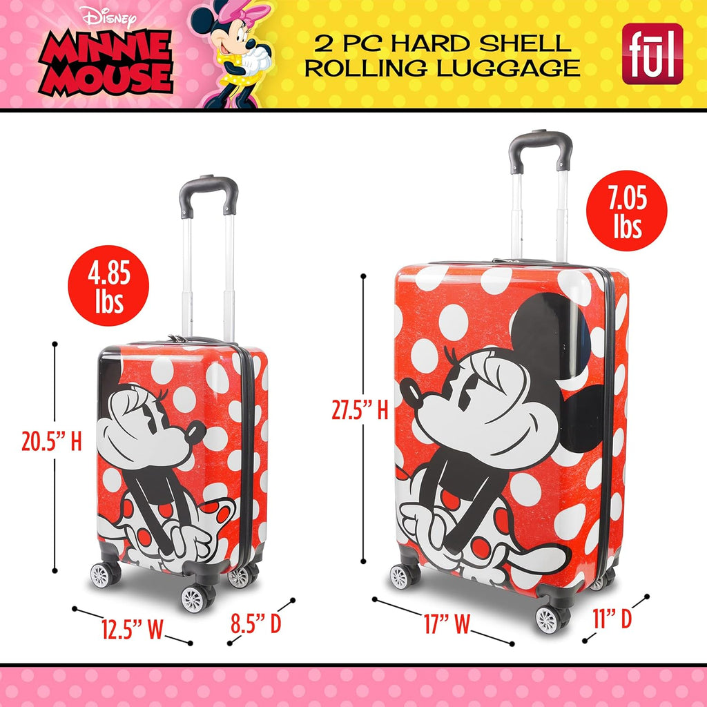 2 Piece Rolling Hardshell Luggage Set, 20 Inch and 27 Inch, Red I6482