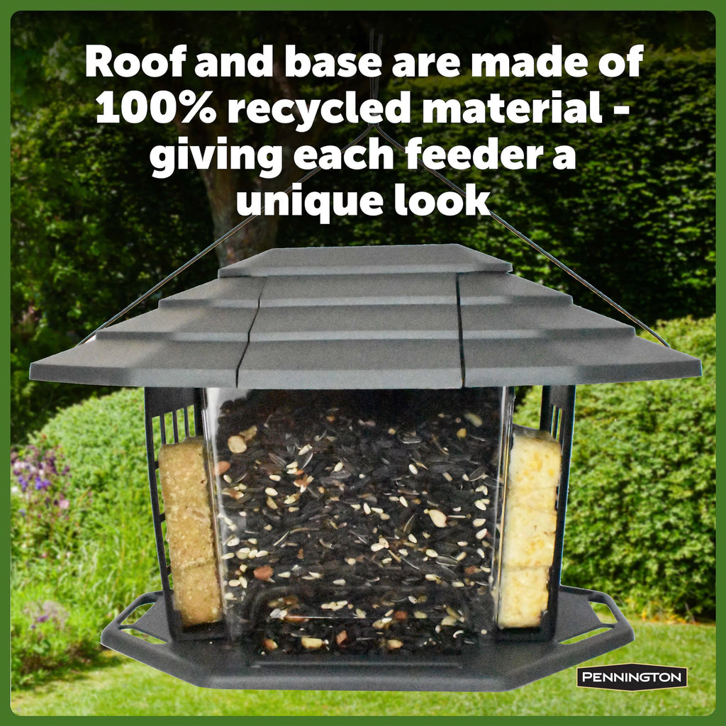 Gray Recycled Resin Wild Bird Hopper Feeder 5 lb. Capacity 2 Pack R8951
