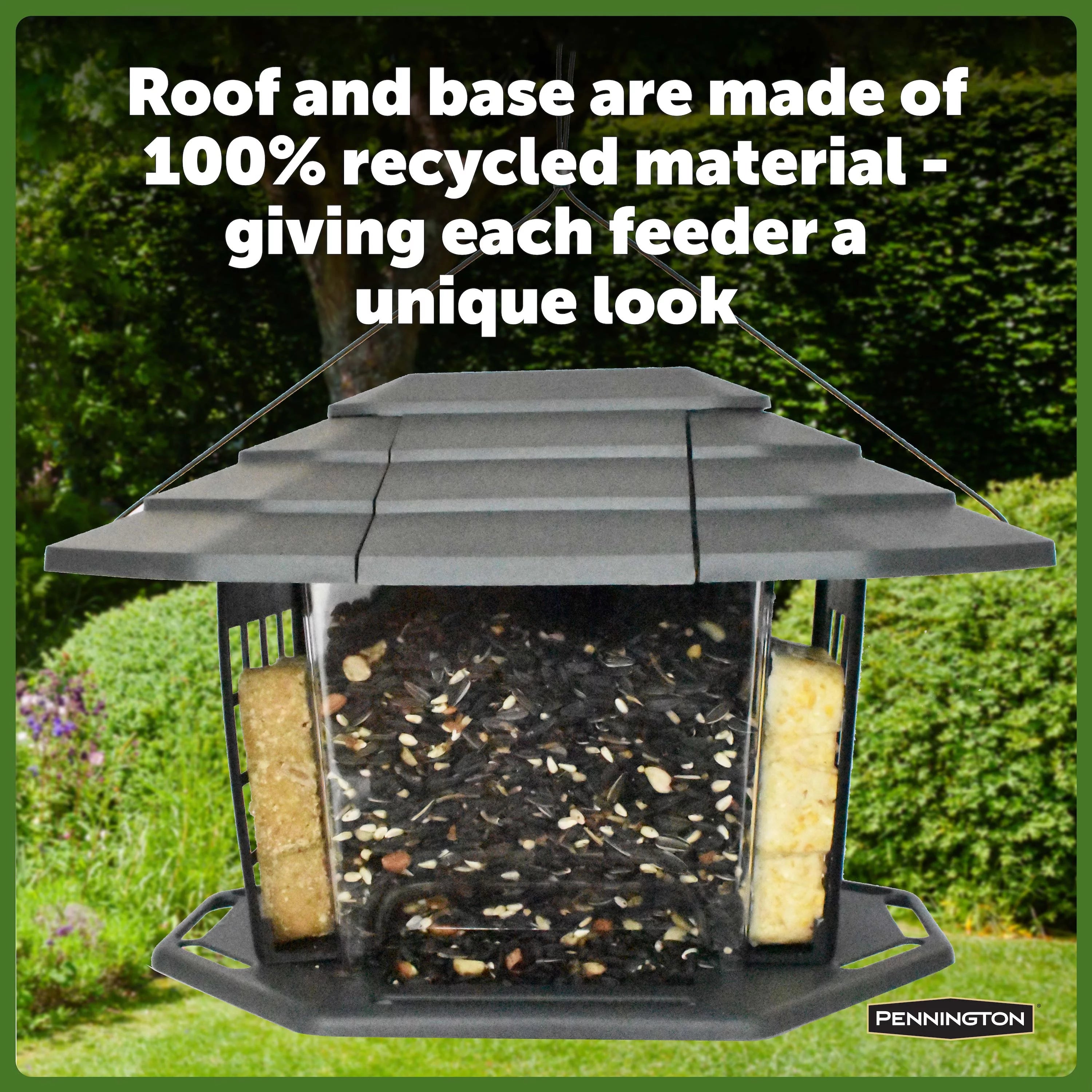 Gray Recycled Resin Wild Bird Hopper Feeder 5 lb. Capacity 2 Pack R8951