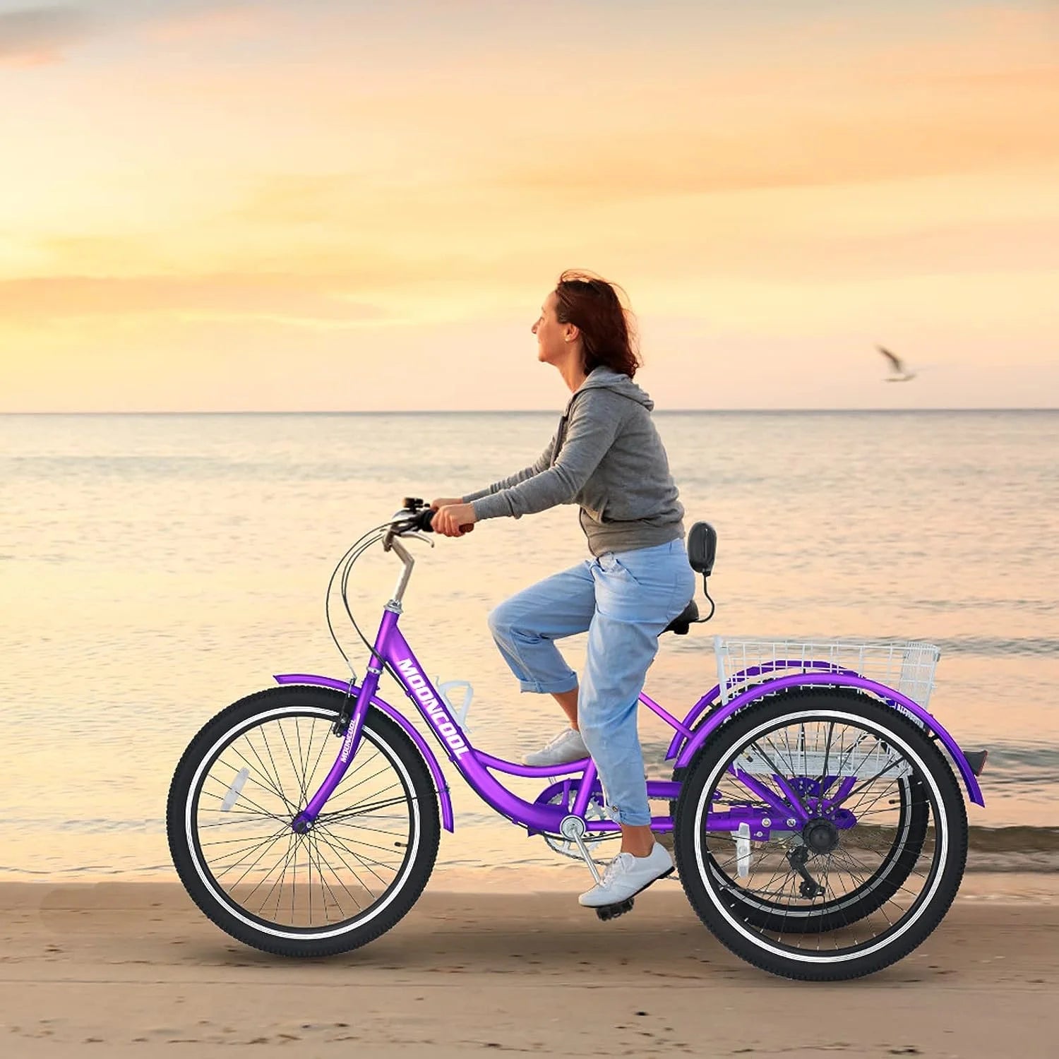 24" Adult Tricycle 3 Wheel 7 Speed Bike with Shopping Basket F9073