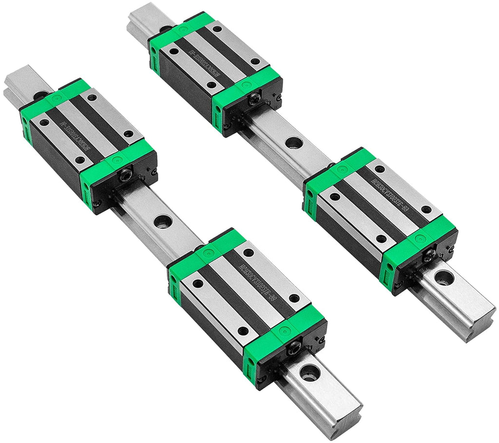 2X Linear Guideway Rail 4X Square Type Carriage Bearing Block Linear Rail Support for 15mm Slotted Bearings Z6524