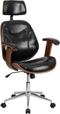 Black LeatherSoft Swivel Office Chair with Arms W7577