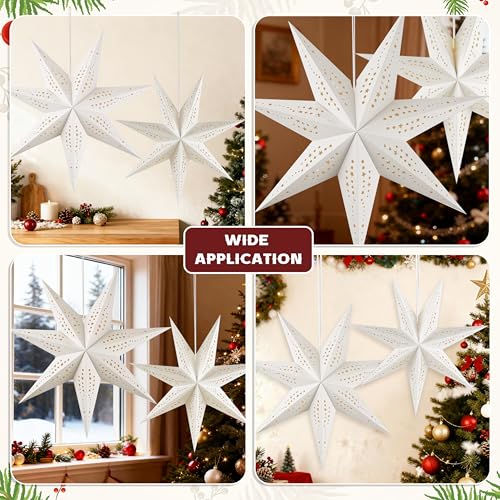 5Pcs Christmas Paper Snowflake Lanterns with LED Lights White Beige Khaki U504519