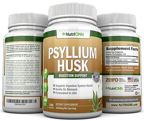 240 Capsules Psyllium Husk Capsules 1450mg Per Serving Double Strength B810