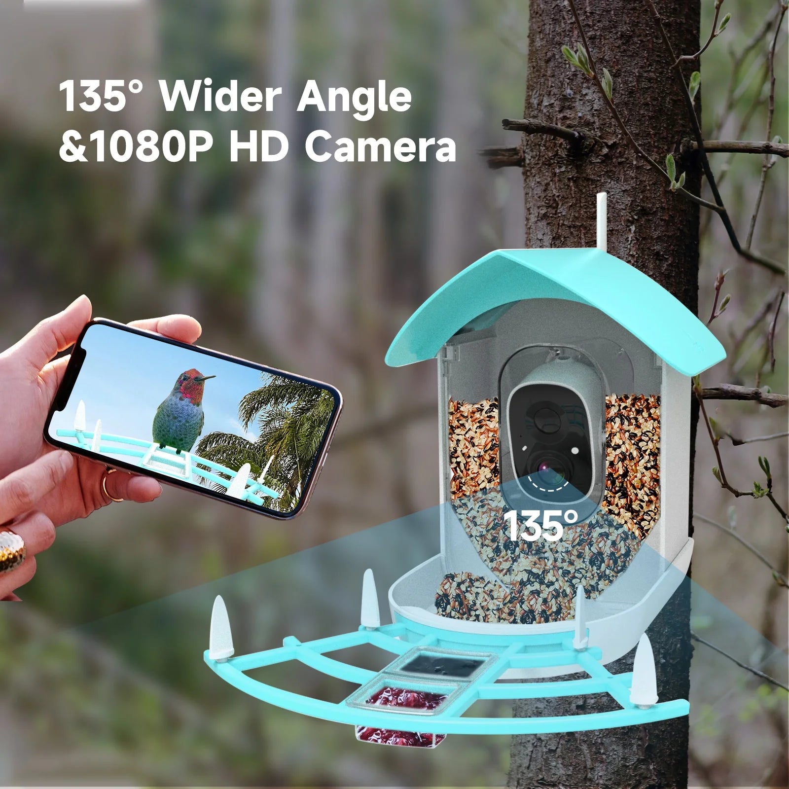 1080P Solar Powered Smart Bird Feeder with Camera B591