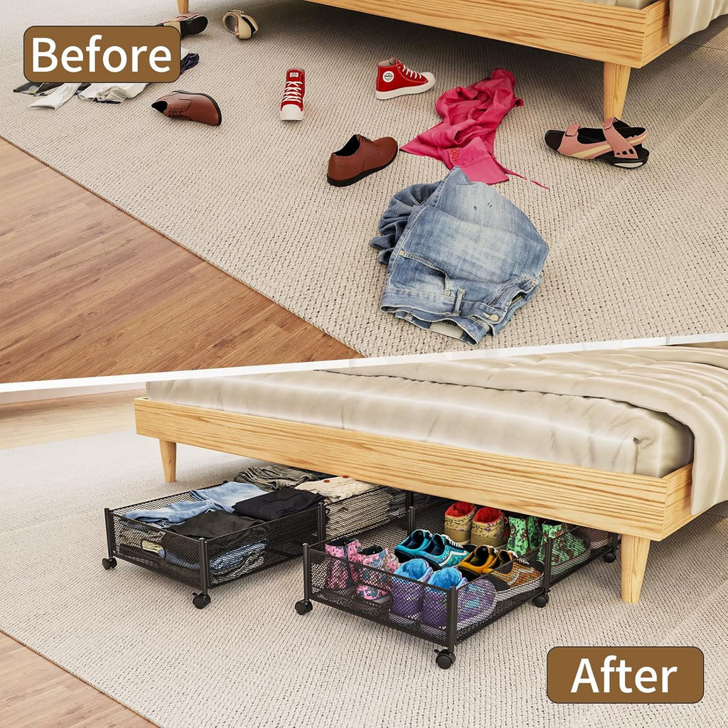 47.2'' Long Under Bed Storage on Wheels, 57.6L Large Capacity Foldable Drawers X817339