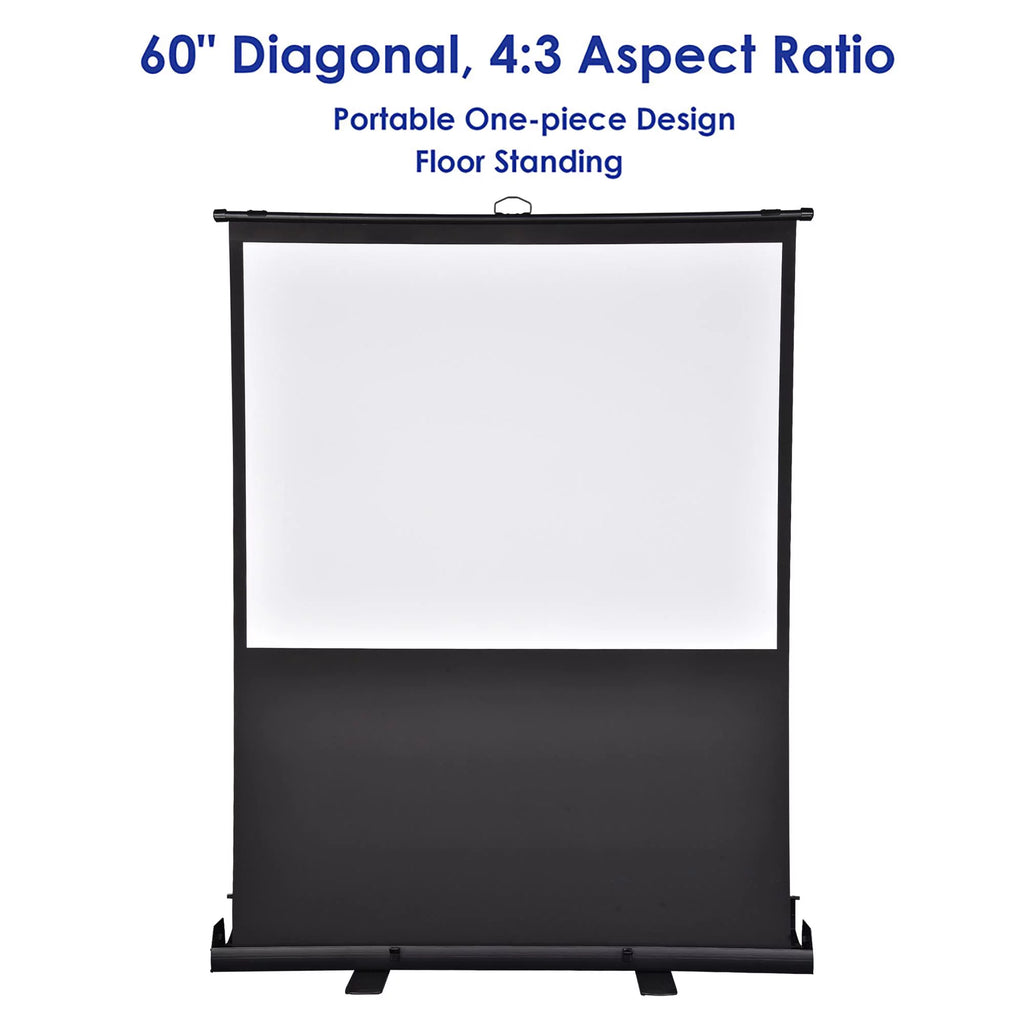 60" Pull Up Portable Floor Projector Screen 48"x36" 1.3 Gain 4:3 HD Projection Screen with Aluminum Case G82900