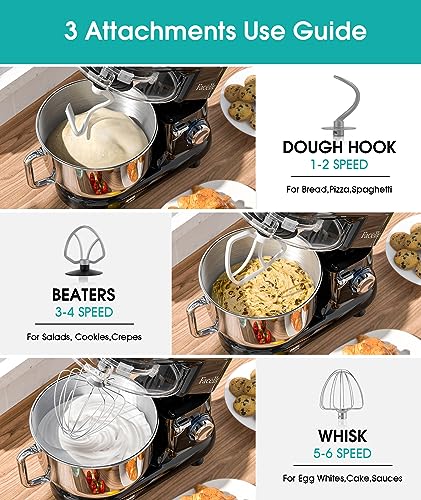 660W Tilt-Head Stand Mixer with 6.5 QT Stainless Steel Bowl N860208