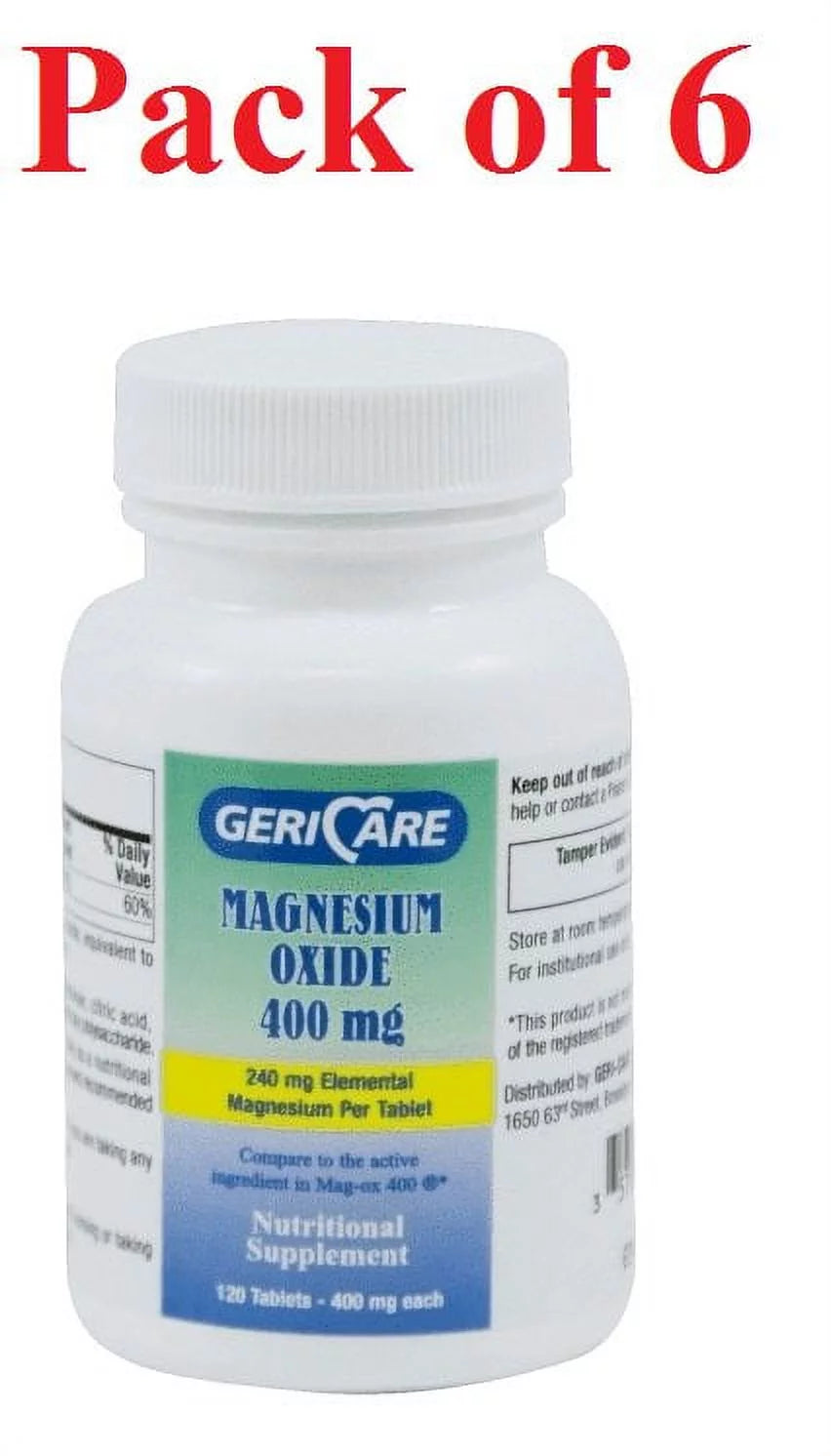 6-Pack Magnesium Oxide Tablets 400mg 120 Count L41505