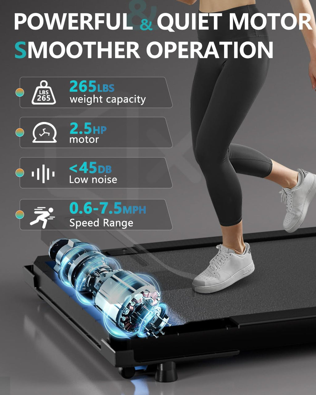 Under Desk Treadmill with Remote Control, 2 in 1 Walking and Jogging, LED Display D545700