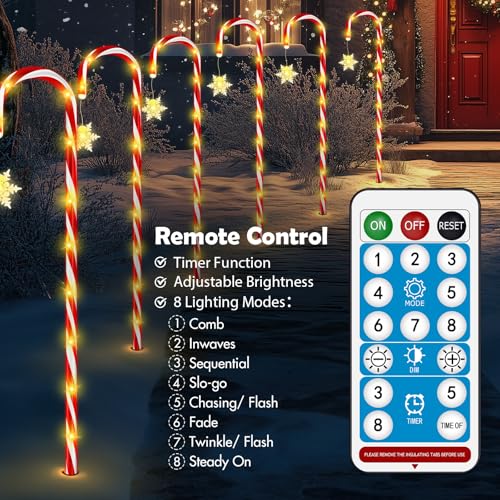 24 Pack Solar Candy Cane Lights with Remote G872
