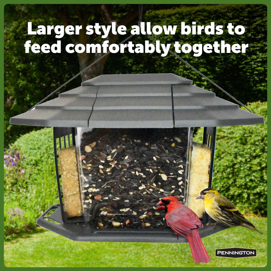 Gray Recycled Resin Wild Bird Hopper Feeder 5 lb. Capacity 2 Pack R8951