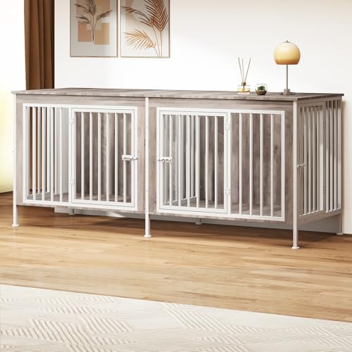 78 Inch Extra Large Double Dog Kennel Furniture with Removable Divider G93482