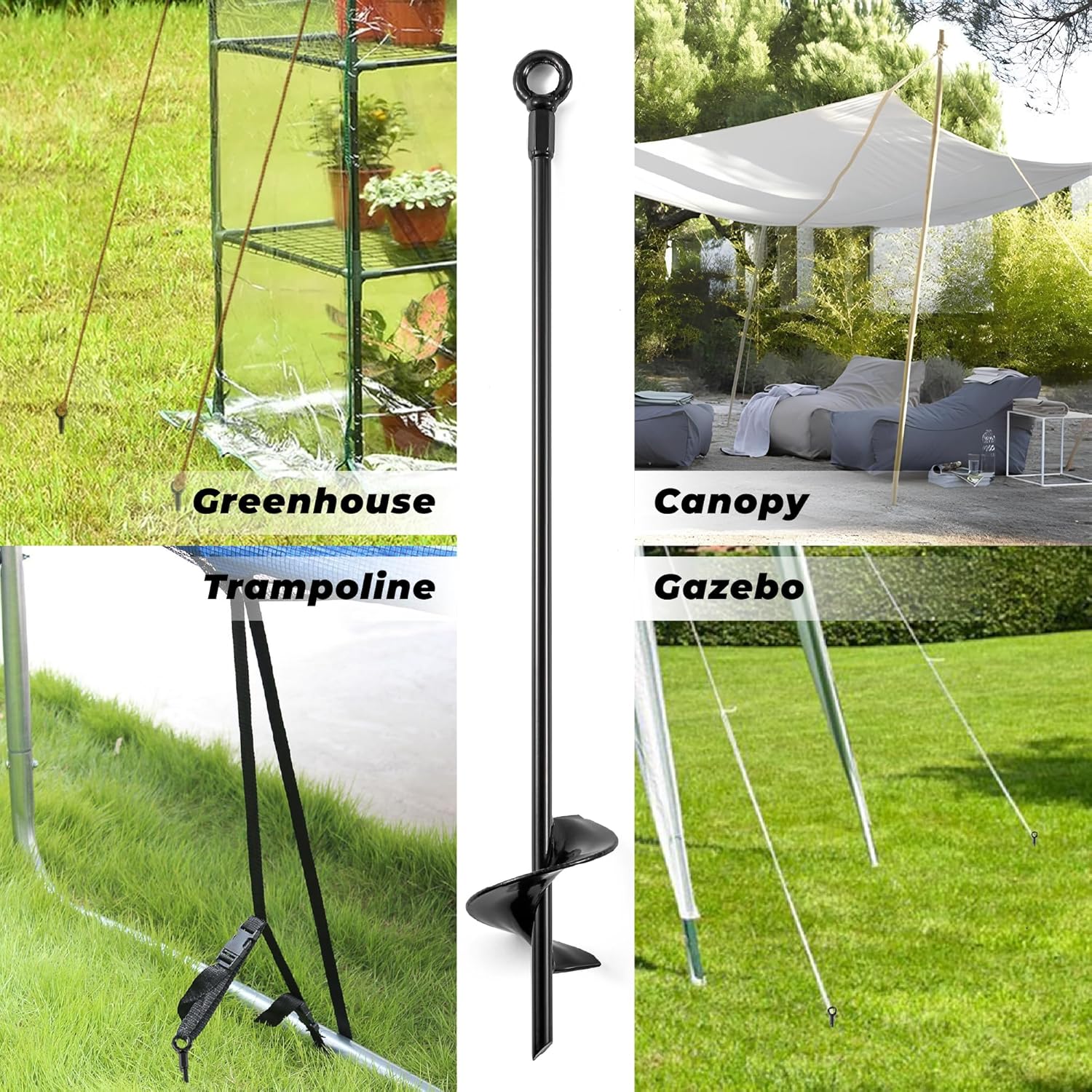 18'' Heavy Duty Ground Stakes Earth Anchors Screw in Shed Anchor Kit Auger Anchor X165