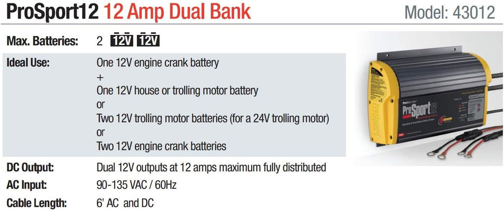 12 Amp 2 Bank On-Board Marine Battery Charger K247