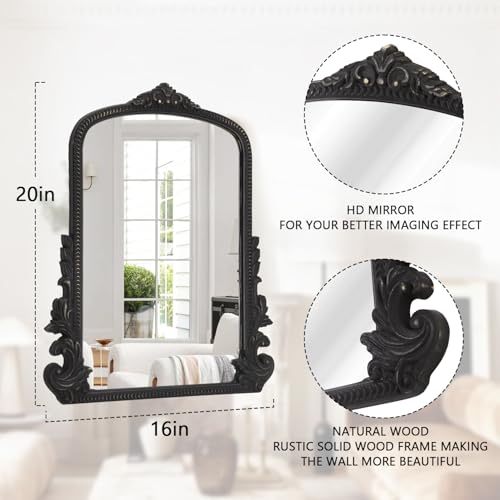 Black Antique Arched Wooden Frame Mirror Y1169