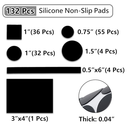 132 Pcs Non Slip Self-Adhesive Silicone Cuttable Furniture Pads Z8356