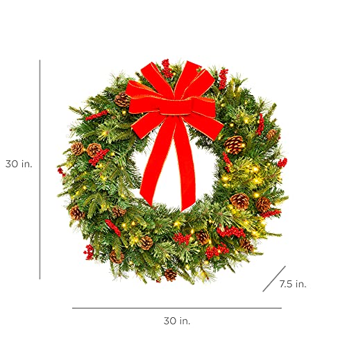 30in Pre-Lit Artificial Christmas Wreath with 100 Lights T837