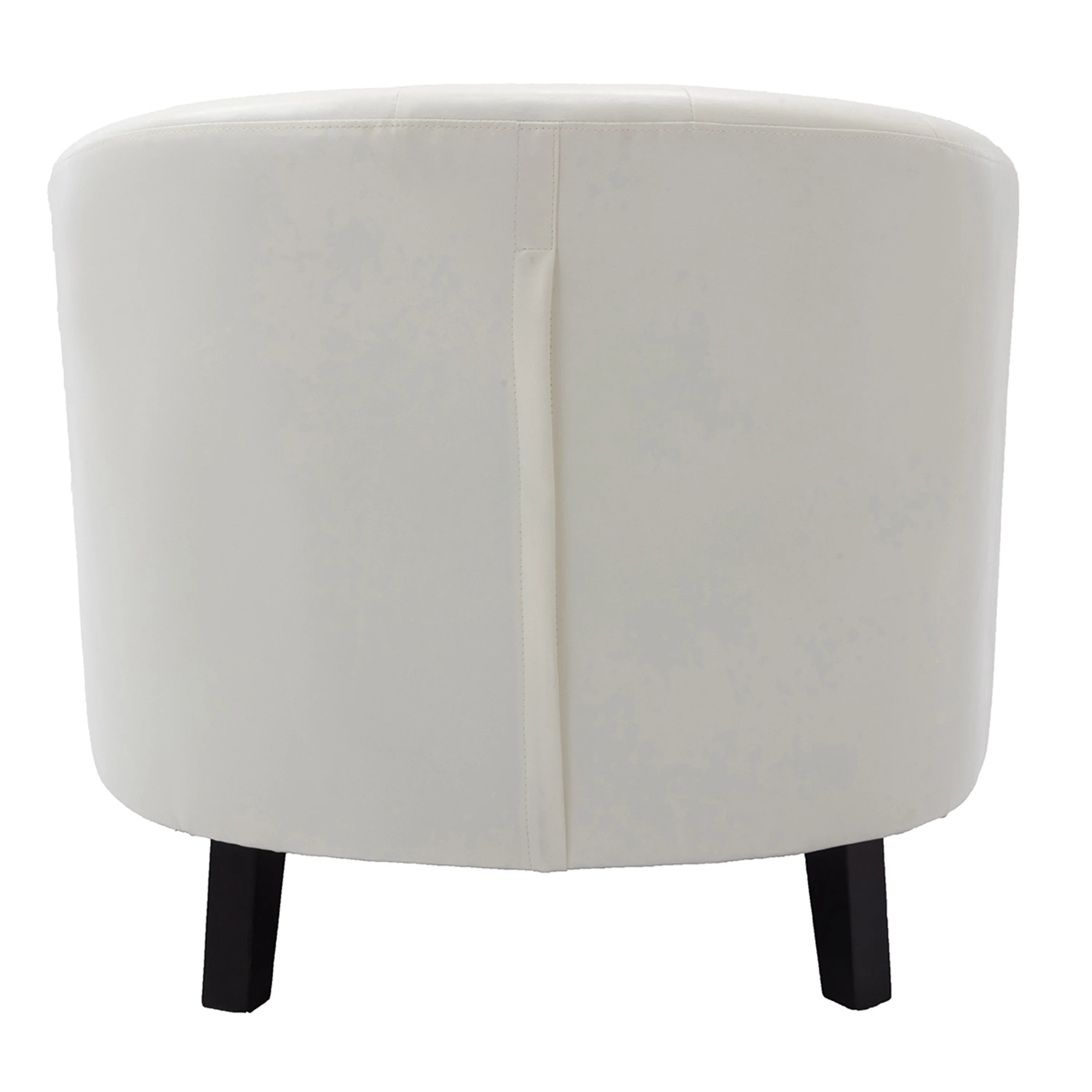 White Pu Leather Barrel Accent Chair with Nailheads and Solid Wood Legs G454