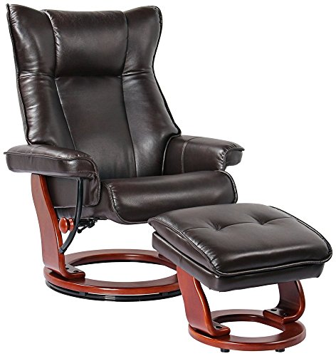 Ruby Red Faux Leather Swivel Recliner Chair with Ottoman R735