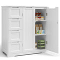 White Storage Cabinet with 4 Drawers & Double Doors T3772