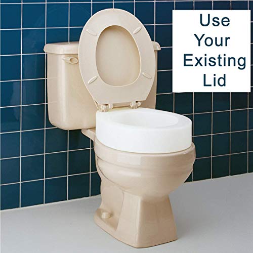 Toilet Seat Riser, Elongated Raised Toilet Seat, 3.5 inches, 300 Pound Weight Capacity F338
