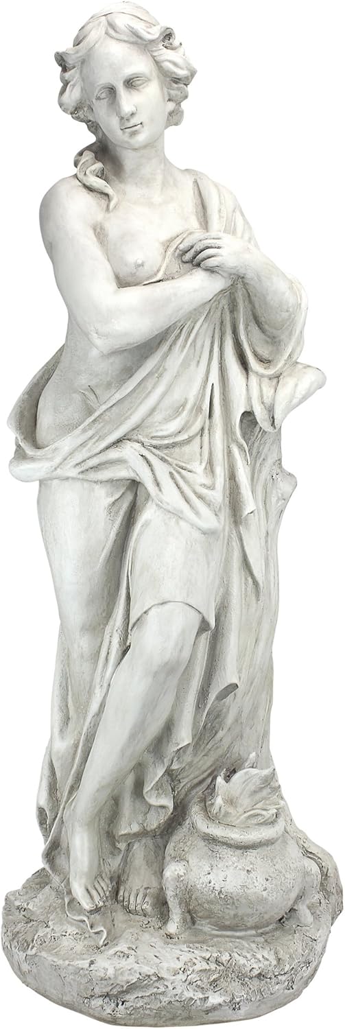 Winter Woman Garden Statue, 12 inches wide, 32 inches tall, Handcast Polyresin, Antique Stone Finish Z485