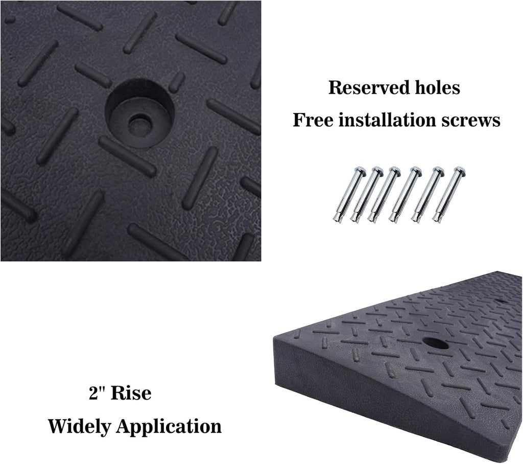 2 Pack 2'' Rise Rubber Curb Ramp Heavy Duty 3 Tons Driveway Ramp S397061