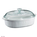 French White 4 Quart Oval Casserole with Glass Cover K40310