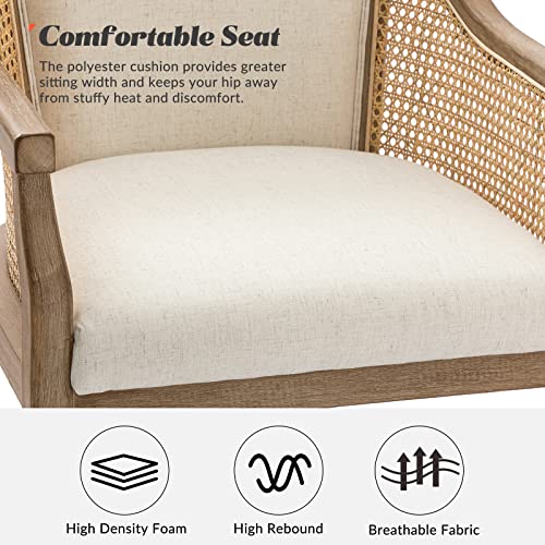 Ivory Rattan Desk Chair with Armrest M63183