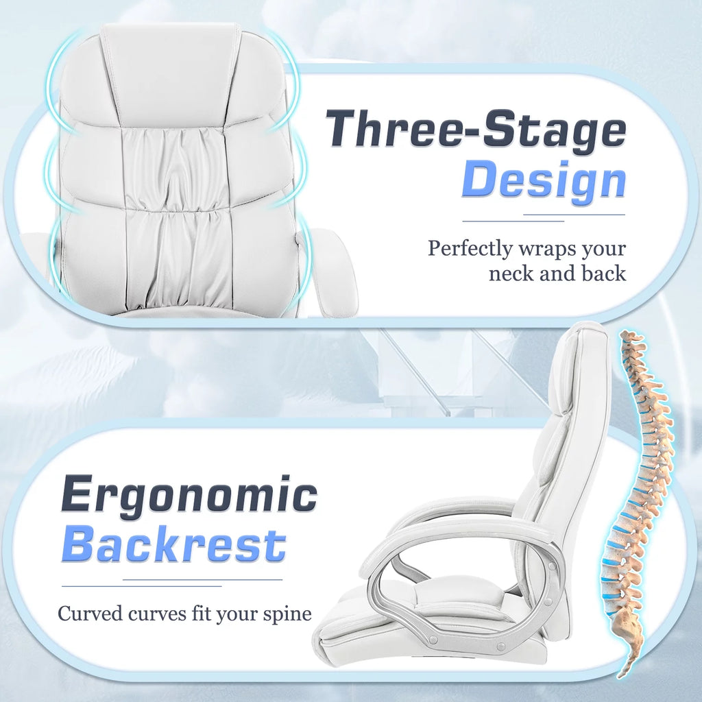 White Leather High Back Office Chair O663