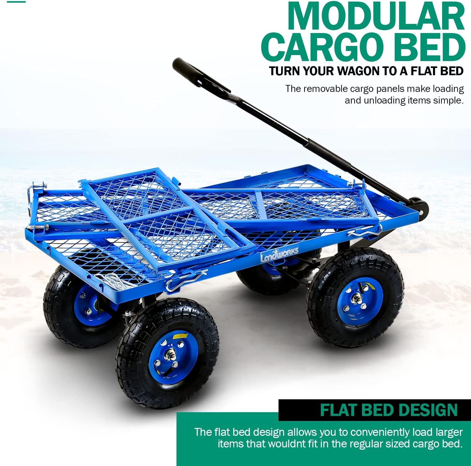 Blue All Terrain Utility Cart with Removable Side Meshes N338