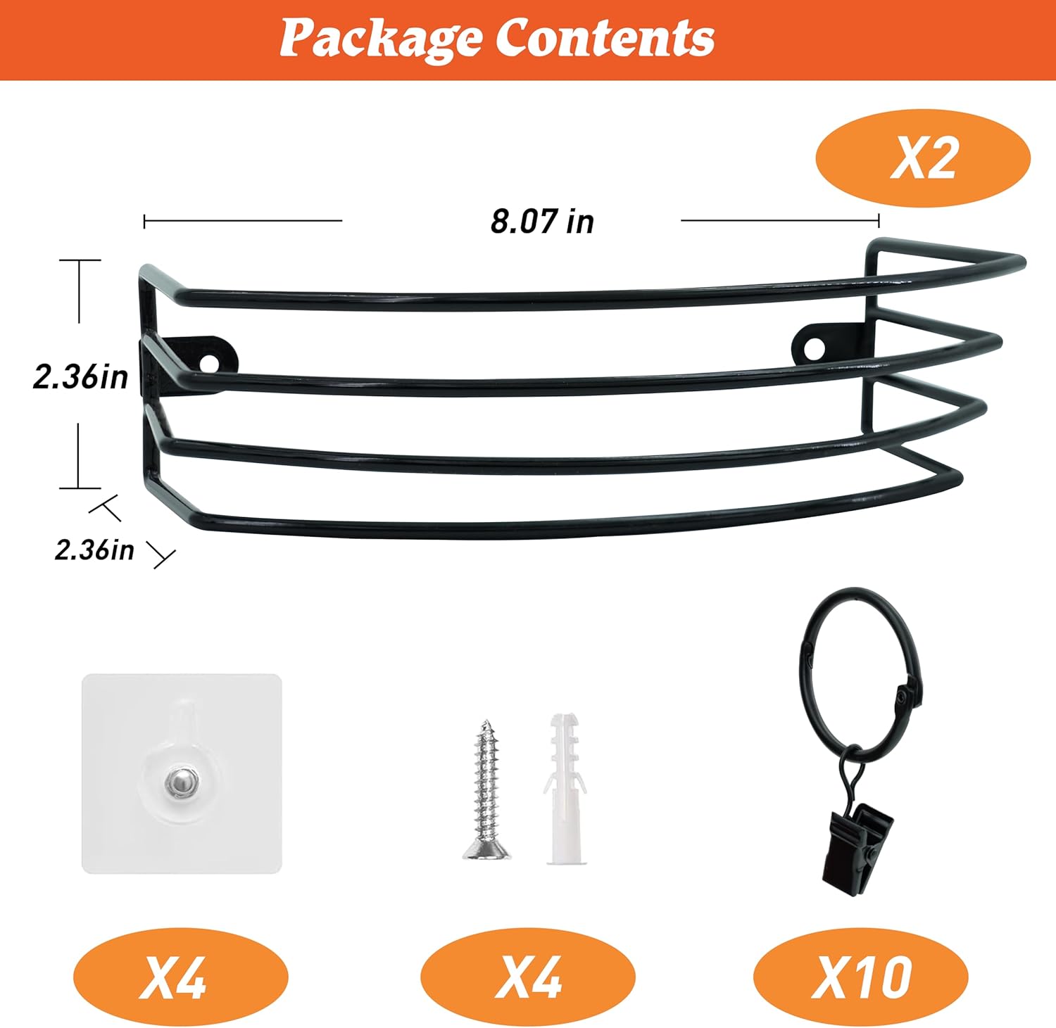 2 Packs Black Baseball Hat Organizer with 10 Clips W46085
