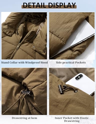 Women Mid-Length Puffer Hooded Jacket Winter Padded Warm Coat S898