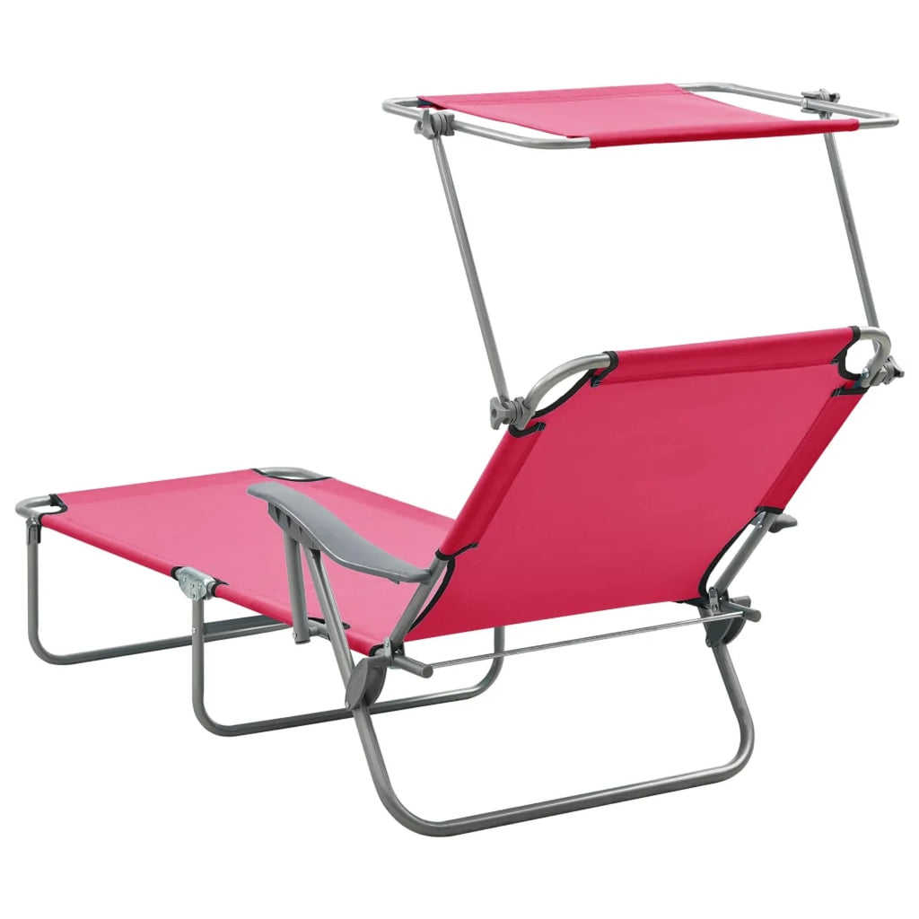 Pink Steel Sun Lounger with Canopy K6251
