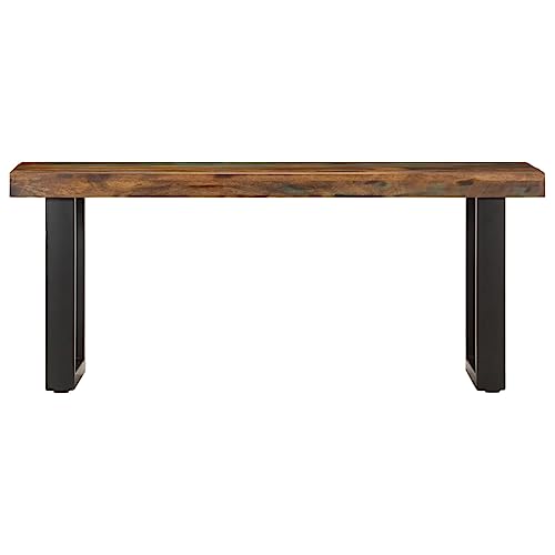 Solid Reclaimed Wood & Steel Bench E6556