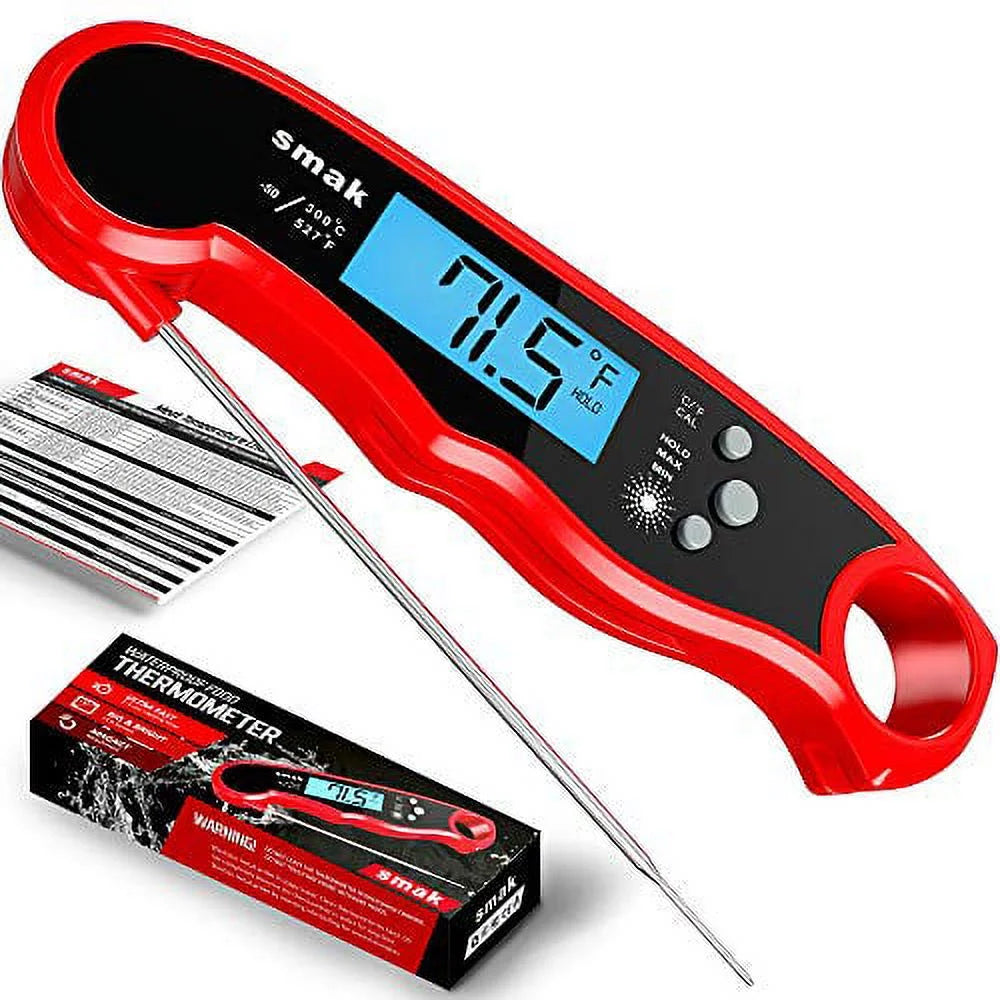 Waterproof Instant Read Meat Thermometer with Backlight LCD W262