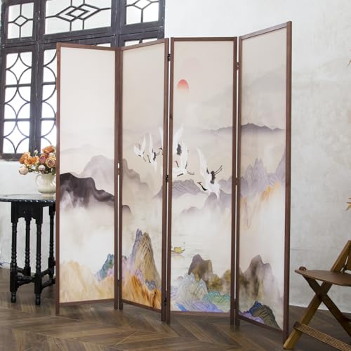 6 Panel Double Faced Room Divider Folding Wall Divider, 67" H x 94.5" W I765