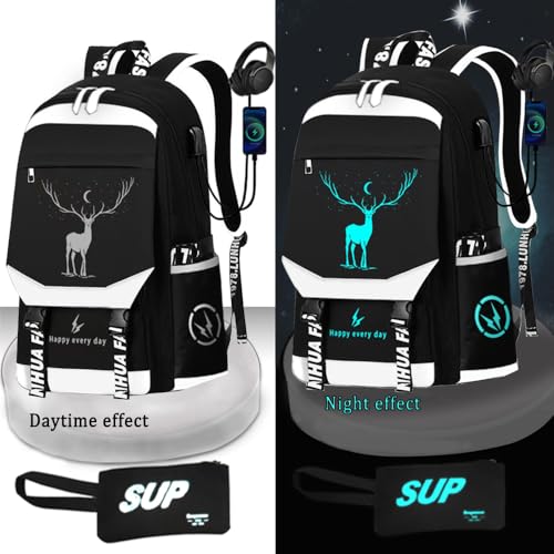 Blue Laptop Backpack with USB Charging Port, Anti-Theft Lock, Pencil Bag Z959621