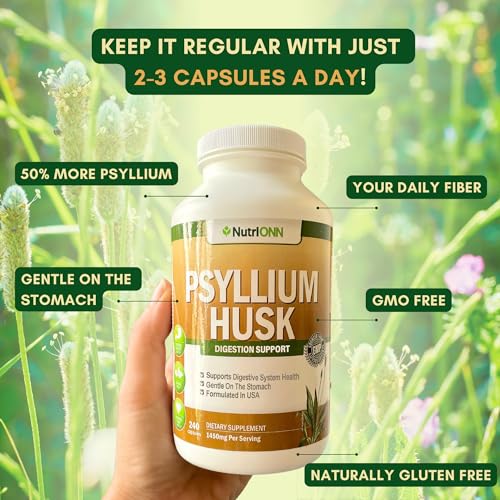 240 Capsules Psyllium Husk Capsules 1450mg Per Serving Double Strength B810