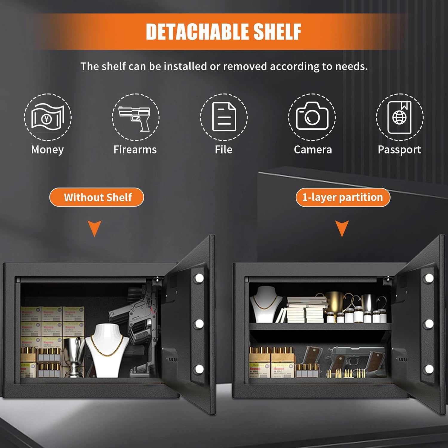 1.5 Cu ft Fireproof Waterproof Digital Home Safe Box with Detachable Shelf D538429