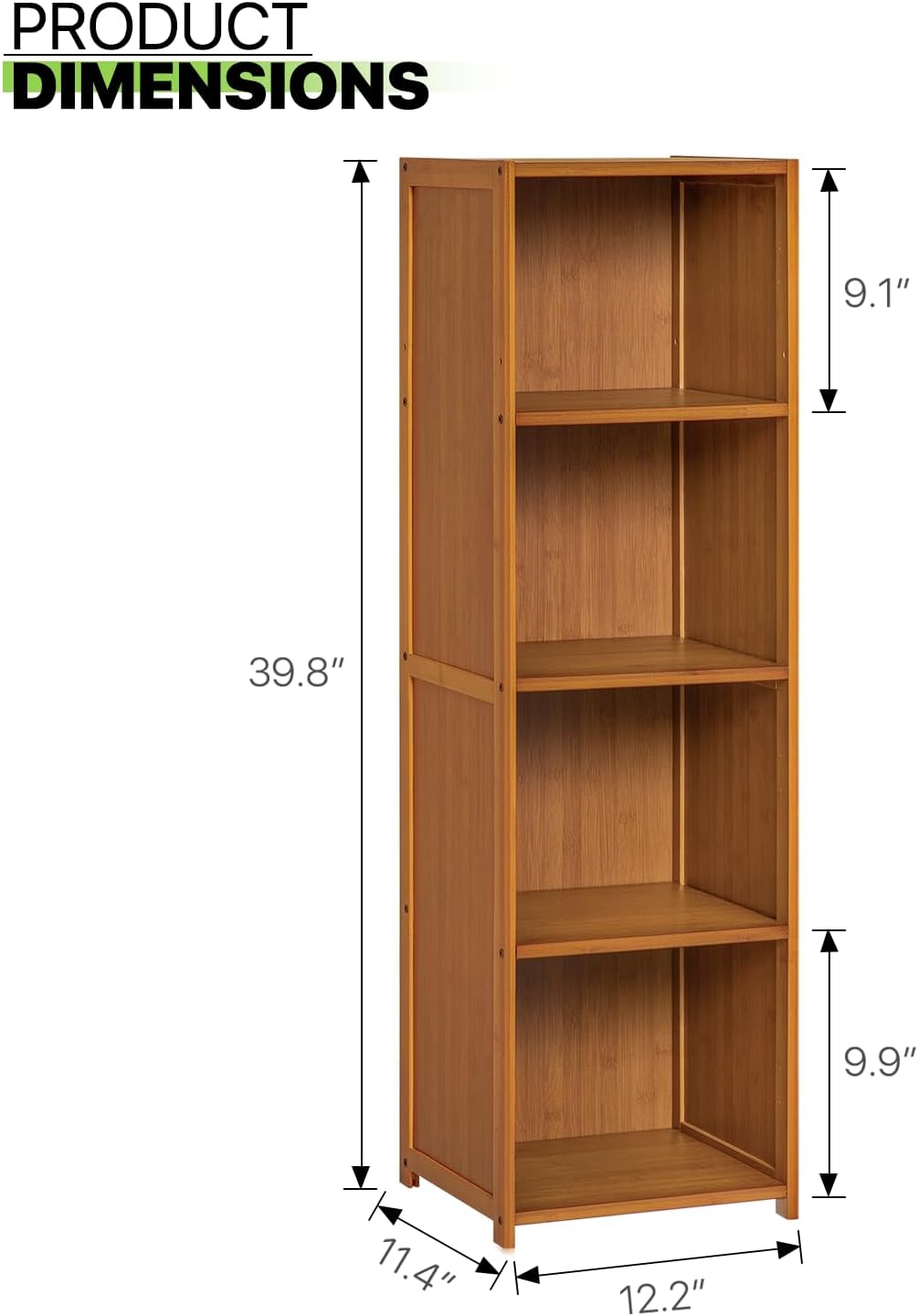 4-Tier Narrow Bamboo Bookcase M683