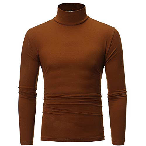 Men Turtleneck Long Sleeve T Shirt Slim Fit Solid Thermal Tops Y111302