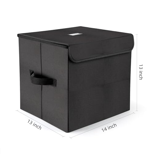 7-inch Vinyl Record Storage Box, Nylon Foldable Set of 2 with Lid and Handle T858