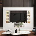 White Entertainment Center with Bookshelves and Doors 81.1"W x 11.8"D x 70.9"H G3246