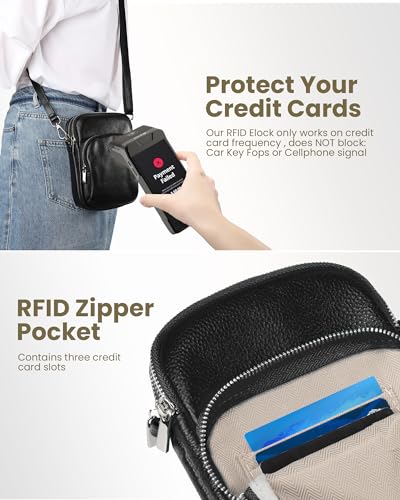 Small Genuine Leather Crossbody Bag with RFID Blocking Card Slots N457