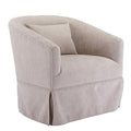 Swivel Accent Armchair Set of 2, Upholstered 360 Degree Swivel Barrel Chair with Skirt, Round Armchair with Metal Base and 1 Pillow J8981