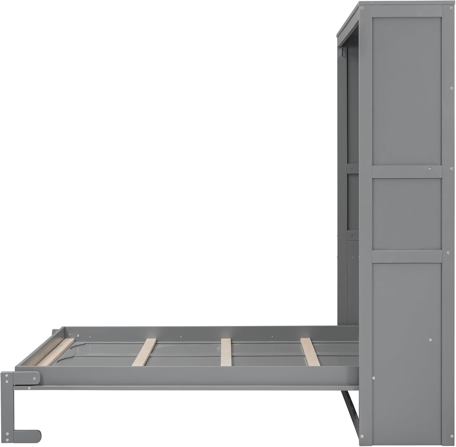 Gray Full Size Murphy Bed with Storage Shelves B599
