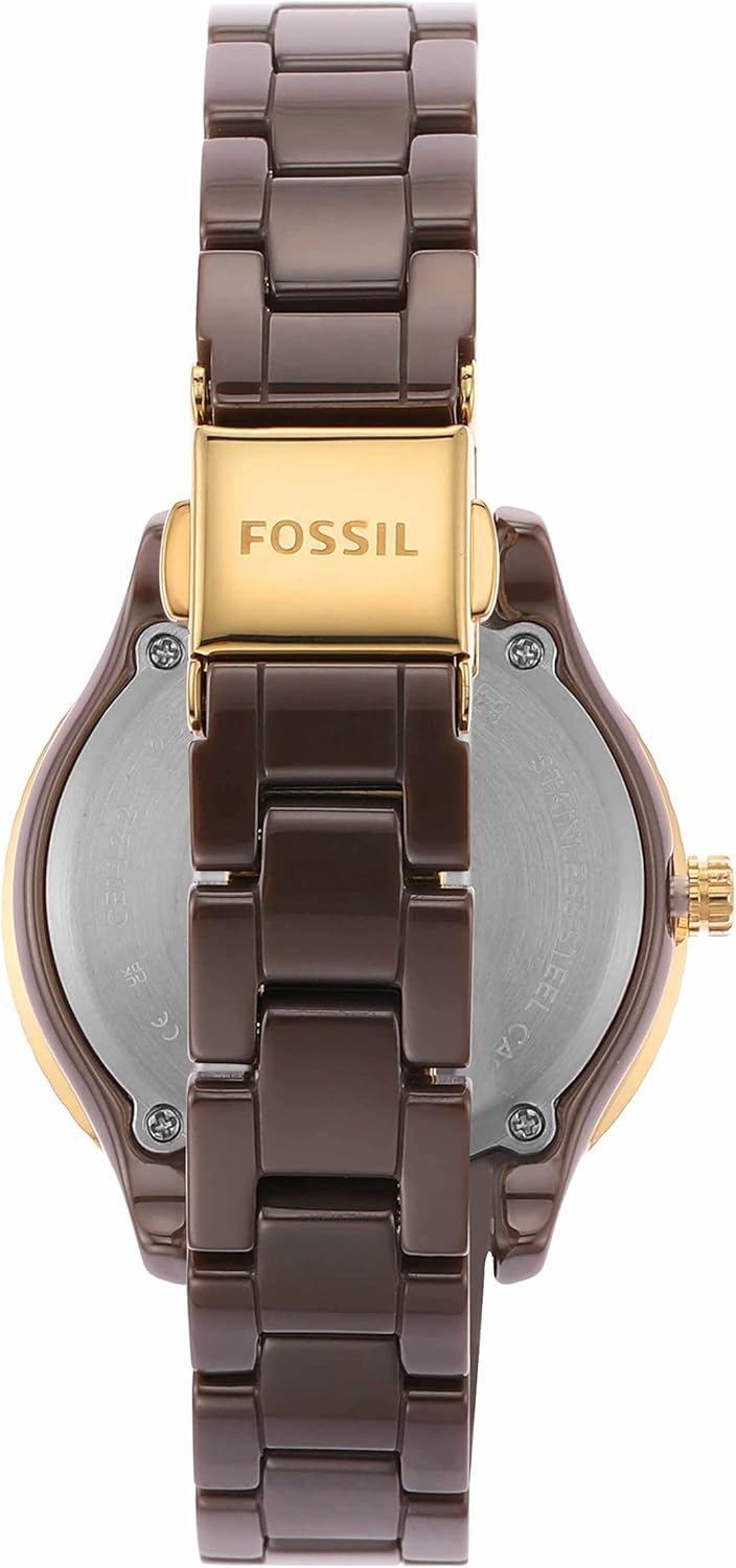 Stella Mini Quartz Stainless Steel and Ceramic Three-Hand Watch, Brown Z3994